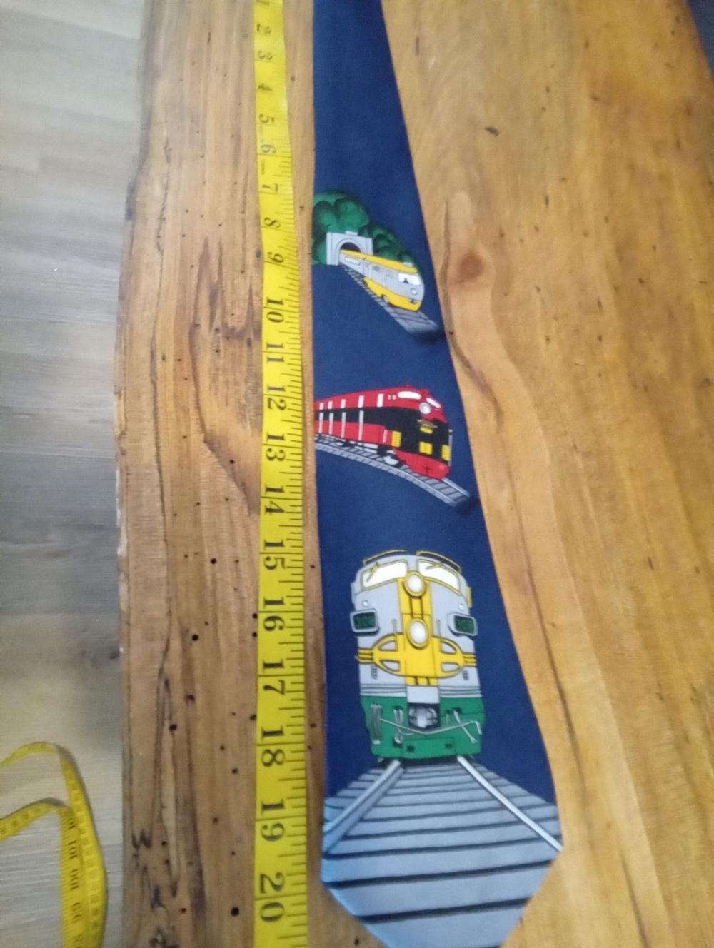 Vintage Renaissance Hand Made Navy Train Motif Print Tie 21" Length